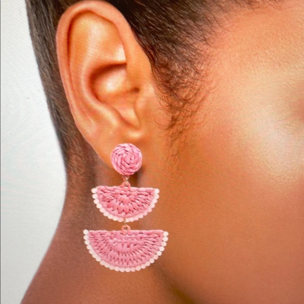 Festival Boho On 34th Earring Bundle 2 Pairs Raffia Wedge Earrings